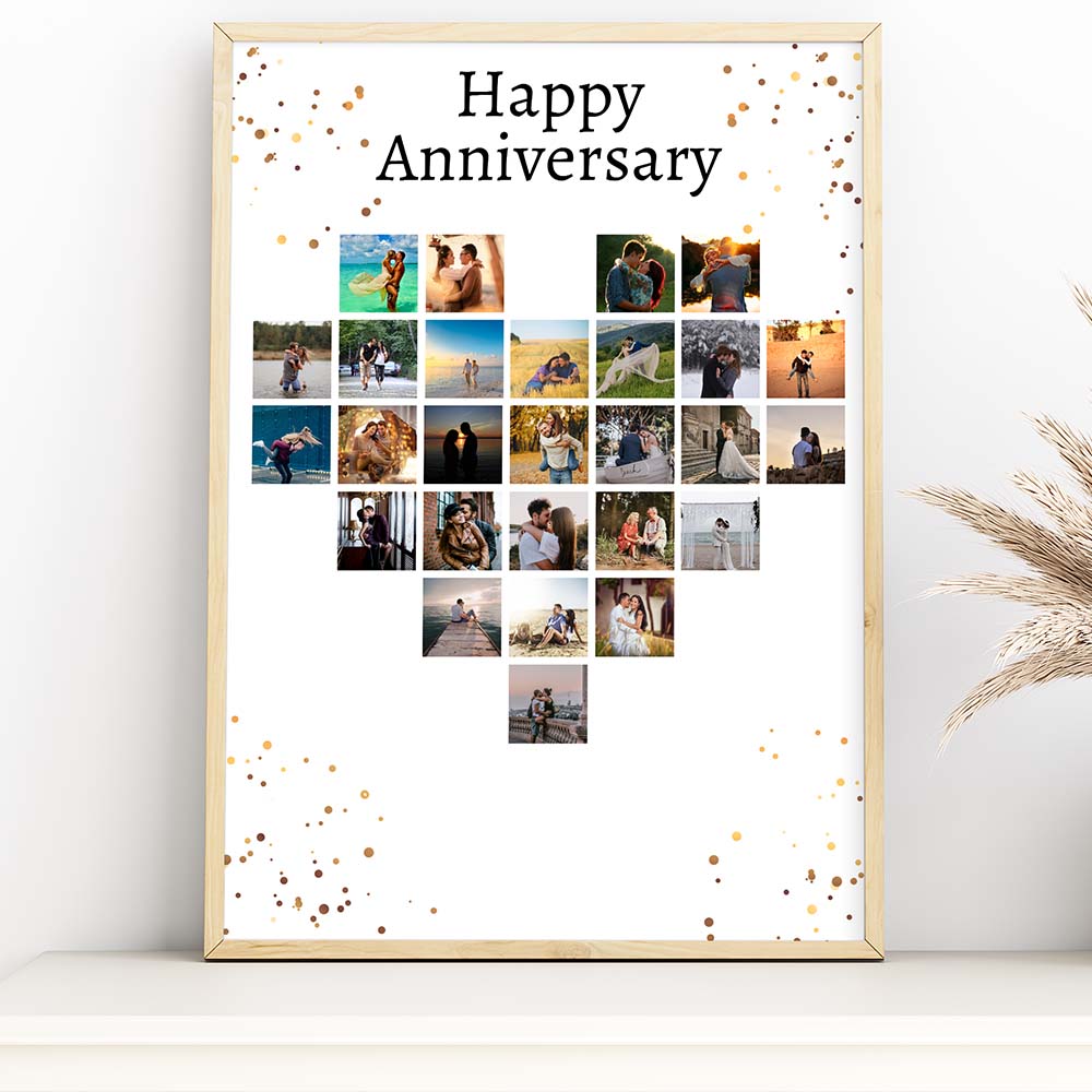 Personalized photo collage with wooden frame