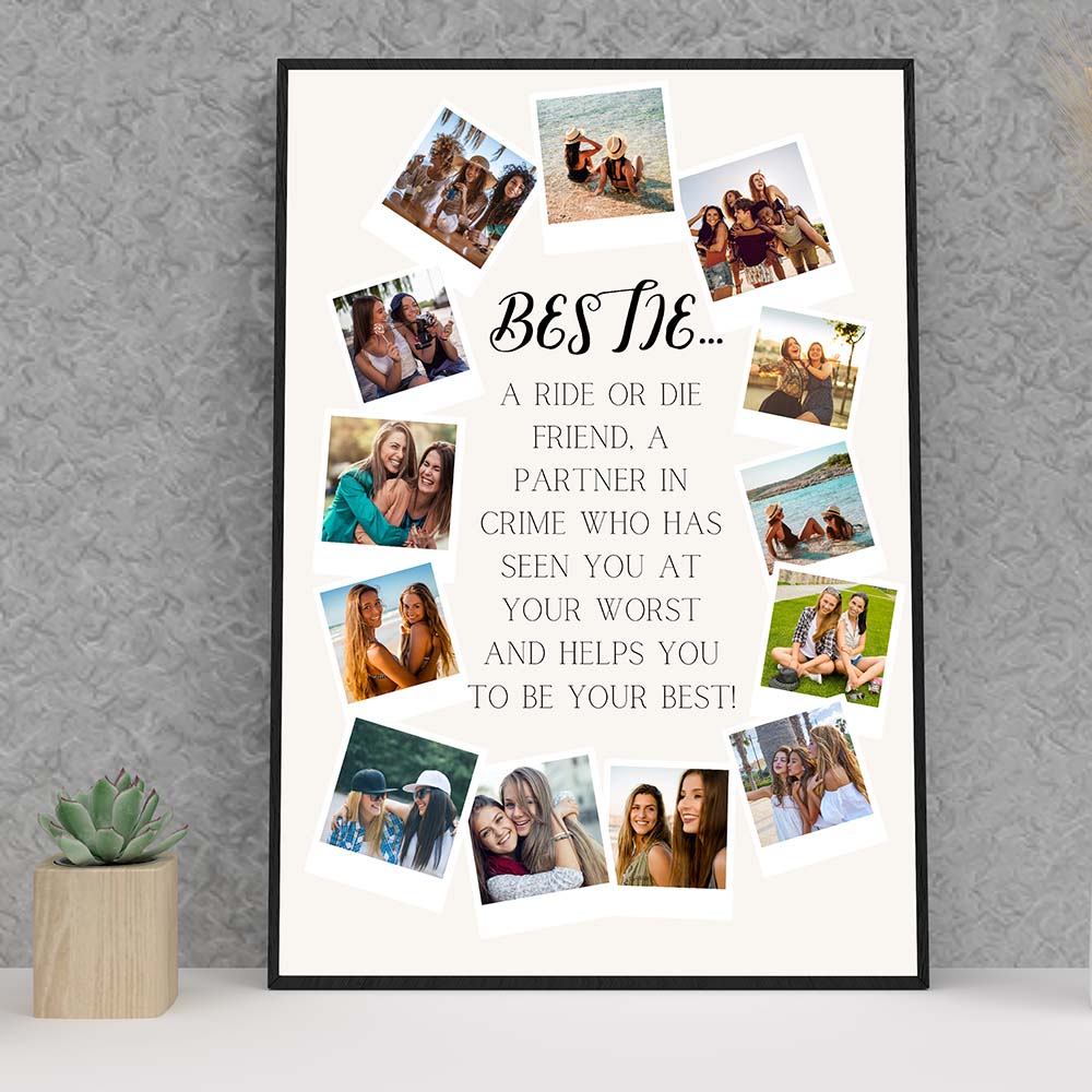 Friendship "Bestie" Collage with Custom Text and 13 Photos